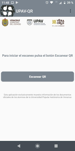Android application UPAV-QR screenshort