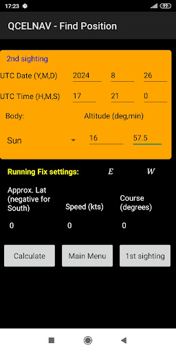 Quick Celestial Navigator Screen 2