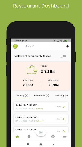 Android application Fuddio for restaurant owner screenshort
