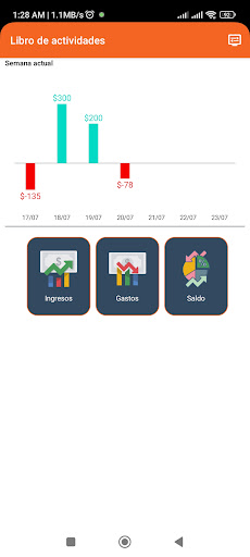Android application Expense and income screenshort