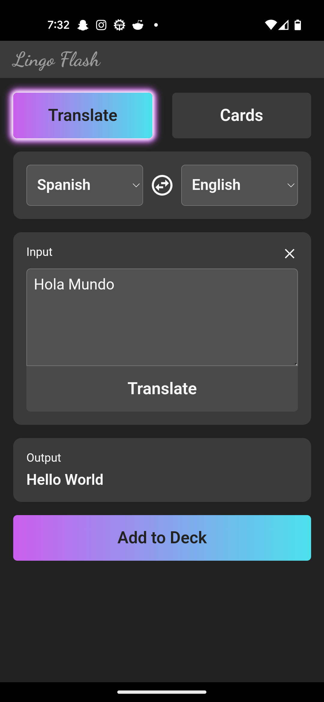 Lingo Flash Translation Example