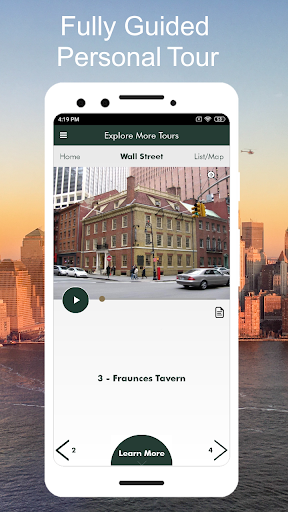 Screenshot of Wall Street NYC GPS Audio Tour