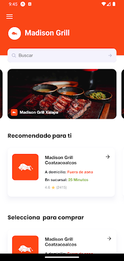 Android application Madison Grill screenshort