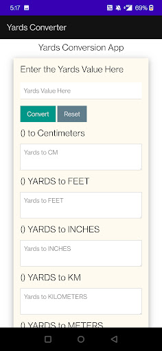Yards Converter Screen 2