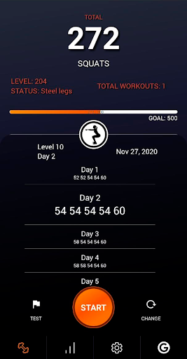 Screenshot of 300 Squats workout plan