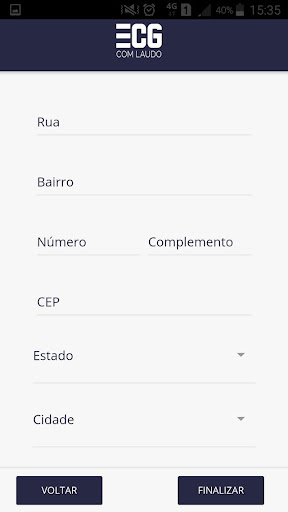 Android application ECG com Laudo screenshort