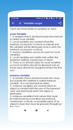 Android application Learn Java Programming screenshort
