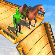 Neon Black Spidermen Horse Mega Ramp Stunt 2021