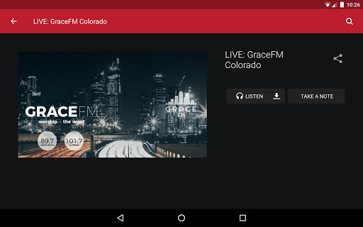 Screenshot of GraceFM Colorado