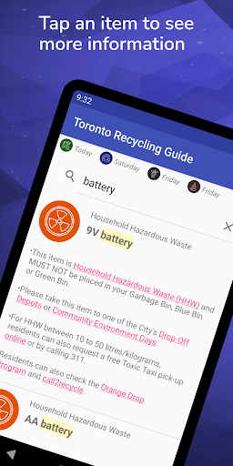 Android application Toronto Recycling Guide screenshort