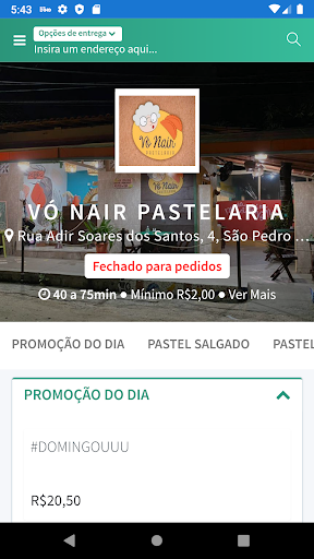Android application Vó Nair Pastelaria screenshort