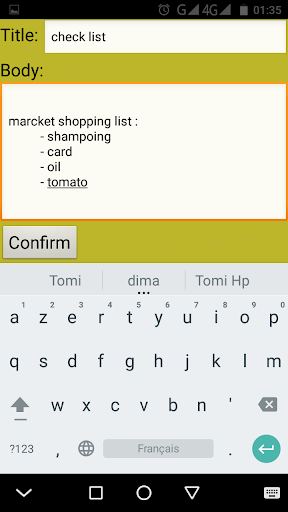 Secure notes Screen 2