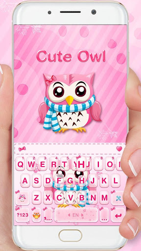 Pink Cute Owl Keyboard Theme Screen 2