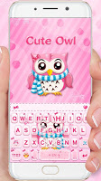 screenshot of Pink Cute Owl Keyboard Theme
