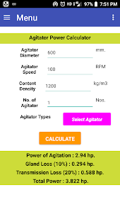 Agitator Power Calculator