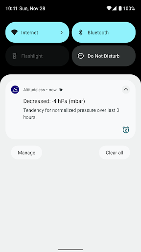 Android application Altitudeless (Barometer Alarm) screenshort