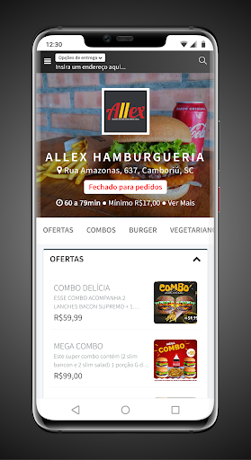 Android application Allex Hamburgueria screenshort