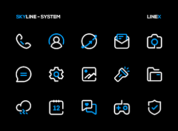 SkyLine Icon Pack : LineX Blue