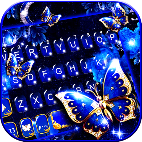 Blue Fancy Butterfly Keyboard Theme