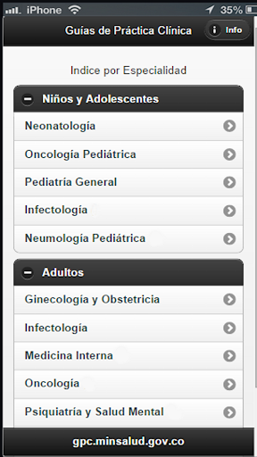 Android application GPC -Guias de Practica Clinica screenshort