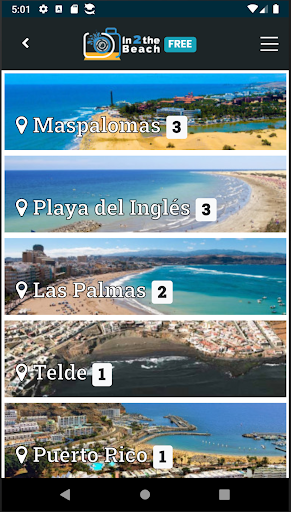 Android application in2theBeach Webcams screenshort