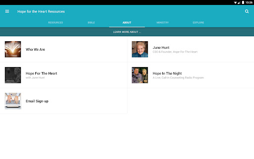 Screenshot of Hope for the Heart Resources