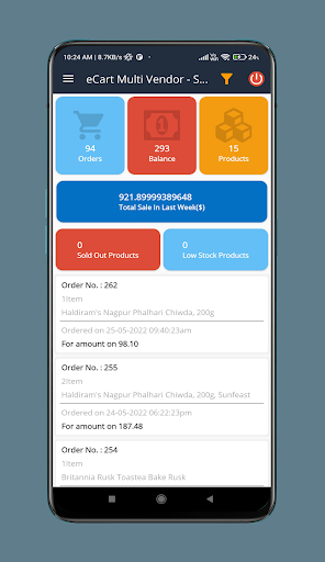 eCart Multivendor Seller Screen 2