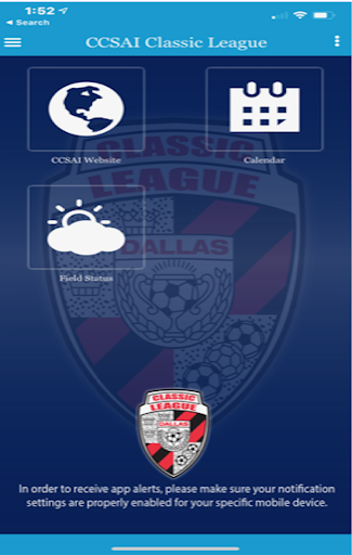 CCSAI Classic League Screen 3