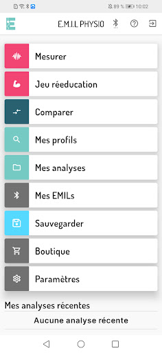 Android application E.M.I.L physio screenshort