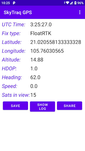 Android application SkyTraq GPS screenshort