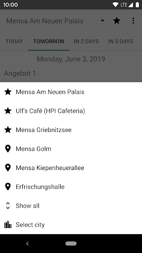 OpenMensa Screen 2