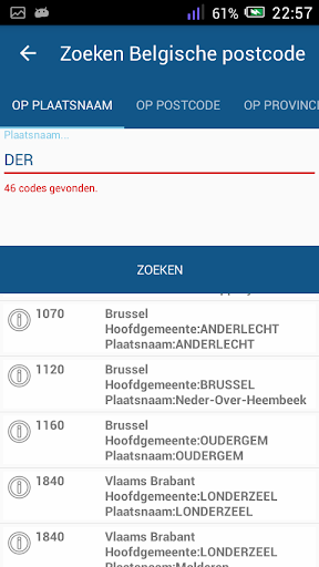 Postcode Belgische Screen 2