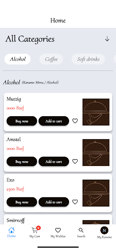 Android application Karame Food screenshort