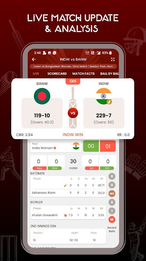 Red White Cricket Live Line Screen 2