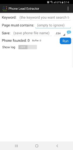 Android application Phone Lead Extractor screenshort
