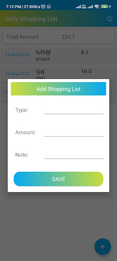 Daily Shopping Memo (offline) Screen 2