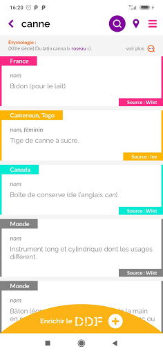 Dictionnaire des francophones Screen 2