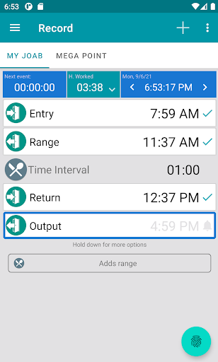 Android application Mega Point screenshort