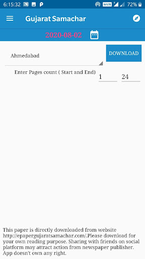 NewsPaper Downloader Screen 2