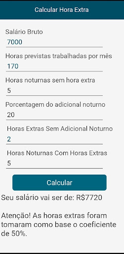Calculadora de Hora Extra Screen 3