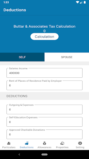 Buttar & Associates Tax Calcul Screen 2
