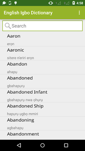 Android application English to Igbo Dictionary screenshort
