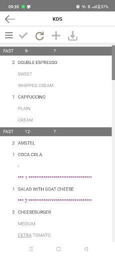 Android application Quickly KDS screenshort