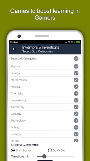 Screenshot of Inventions and Inventors App