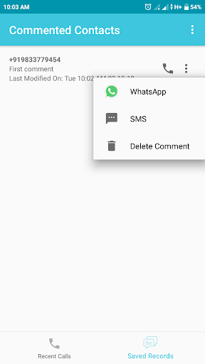 Call Comments - add comments t Screen 3