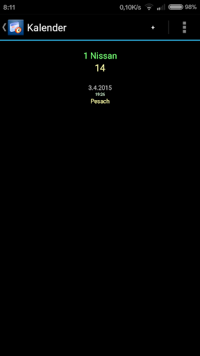 Android application Jisrael Kalender screenshort