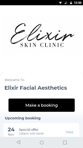 Android application Elixir Facial Aesthetics screenshort