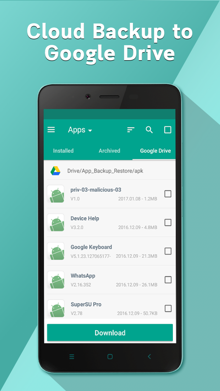 Android application Backup & Restore screenshort