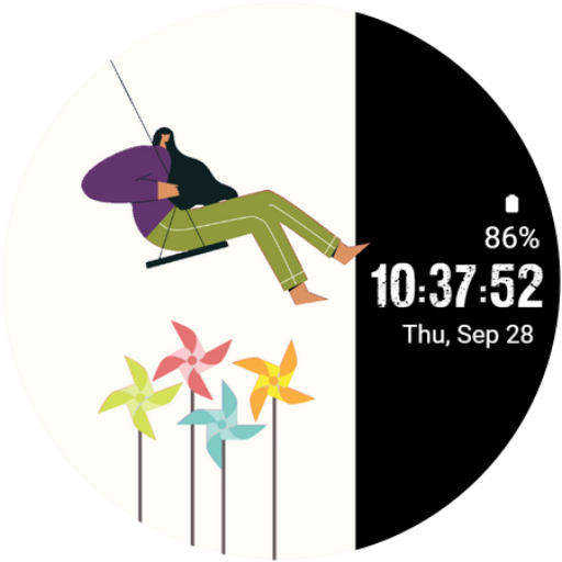 Girl Swing Animated wear OS logo