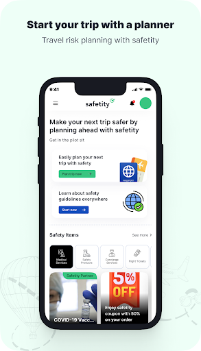 Android application Safetity Travel Planner screenshort